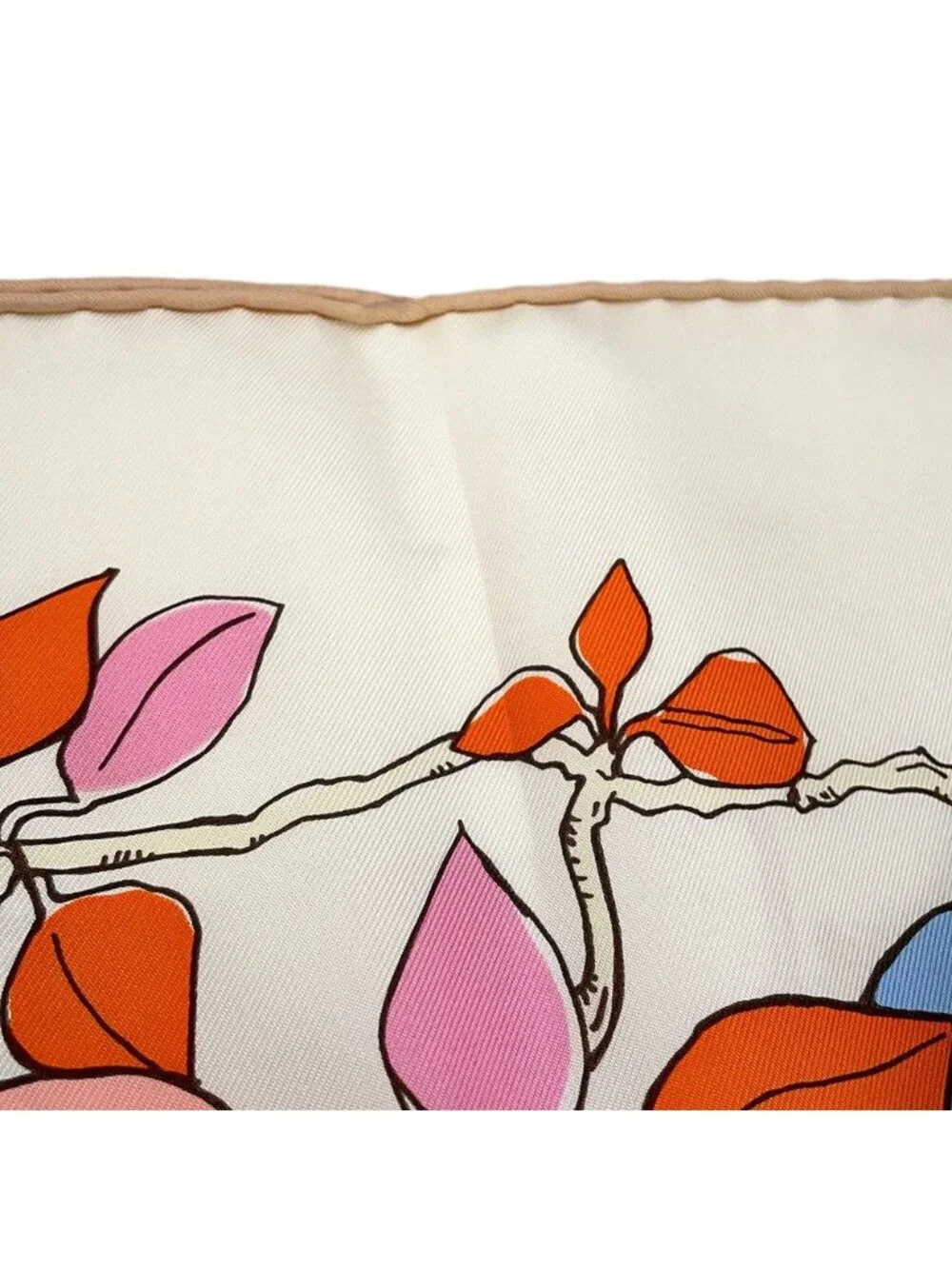 Hermes Scarf Carre 90 le Pommier Sellier Silk White